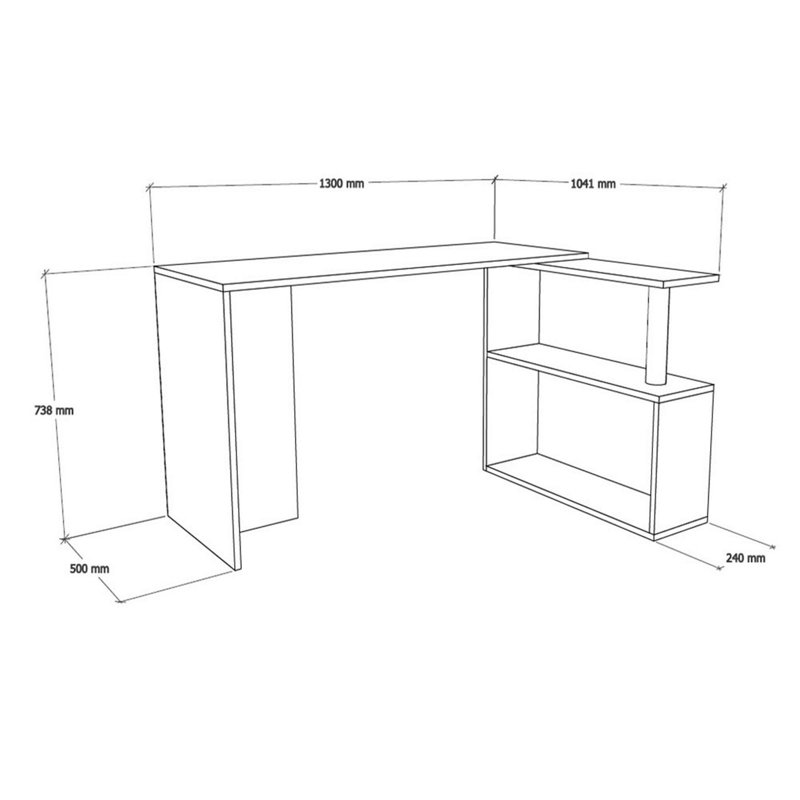 Bureau d'étude moderne en noyer avec tablette latérale, 51,2 po x 29,0 po x 19,7 po | 100% panneau de particules enduit de mélamine, épaisseur: 0,7 pouce | Conception polyvalente et rangement supplémentaire pour les bureaux à domicile et les espaces d'étude