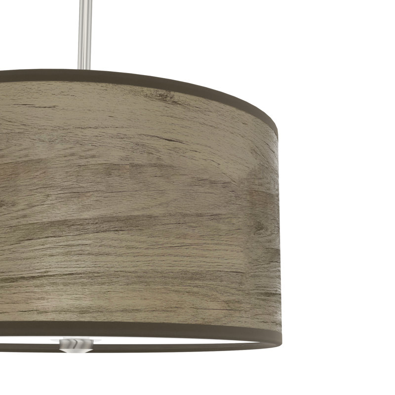 Solhaven 2 - Light Shaded Drum Pendant, Warm Gray Oak