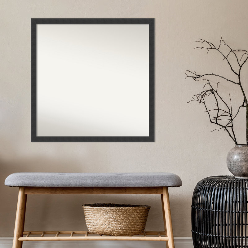 Miroir mural en bois noir Mezzanotte, 28 po x 28 po