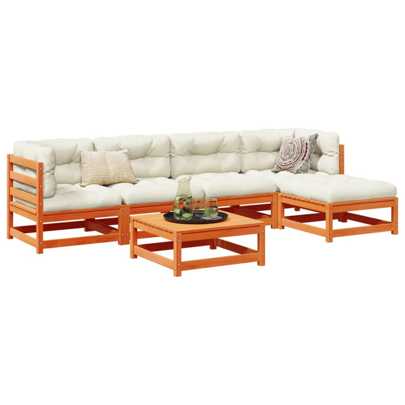 Ensemble de canapé de patio en bois massif 6 pièces Ebern Designs