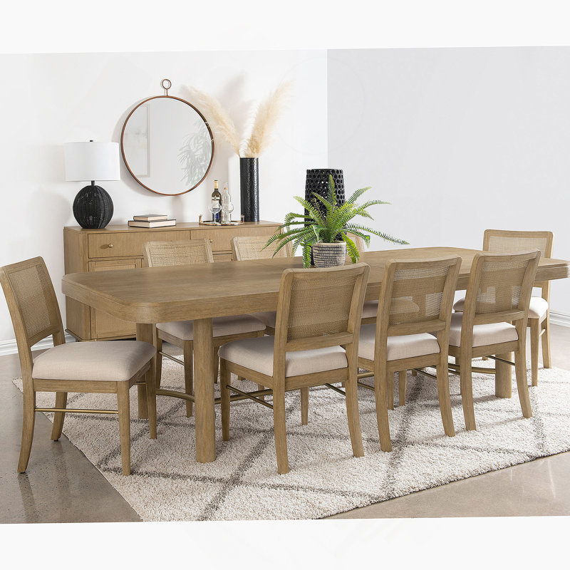 Ensemble de table de salle à manger à rallonge 9 pièces Benson, 9 pièces : table, 8 chaises