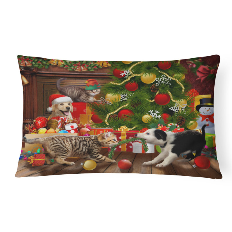  Housse et insert de coussin d'extérieur pour l'extérieur, Les Fêtes « Little Christmas Fun » - labrador b