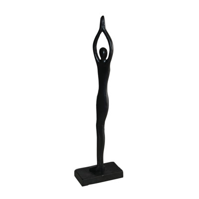 Statue de fille de yoga en aluminium noire Collection Nifao Serenity