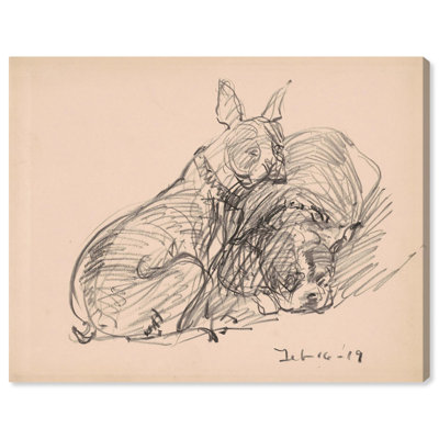 Two Dogs 1919 Canvas Vintage Dog Art by Art Remedy