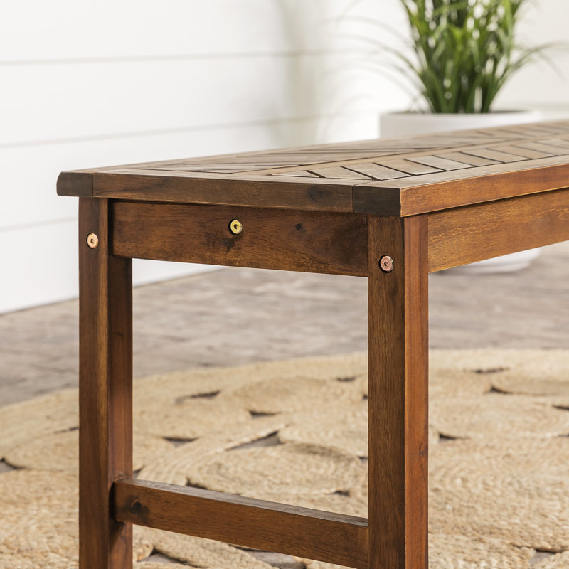 Banc de pique-nique en bois d'acacia pour le patio Harbison, Marron foncé