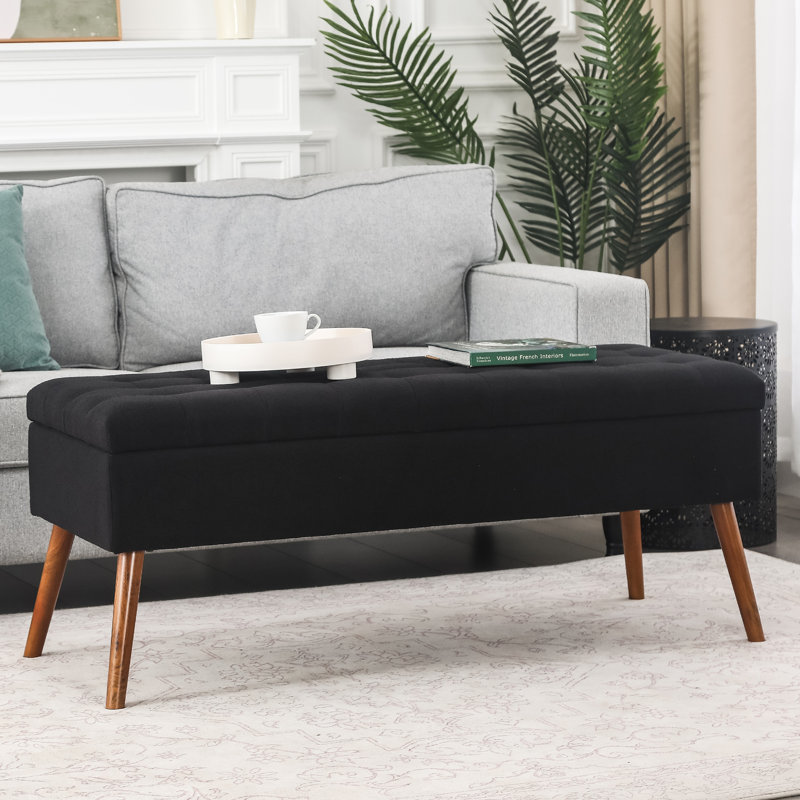 47-Inch Storage Ottoman Bench, Black