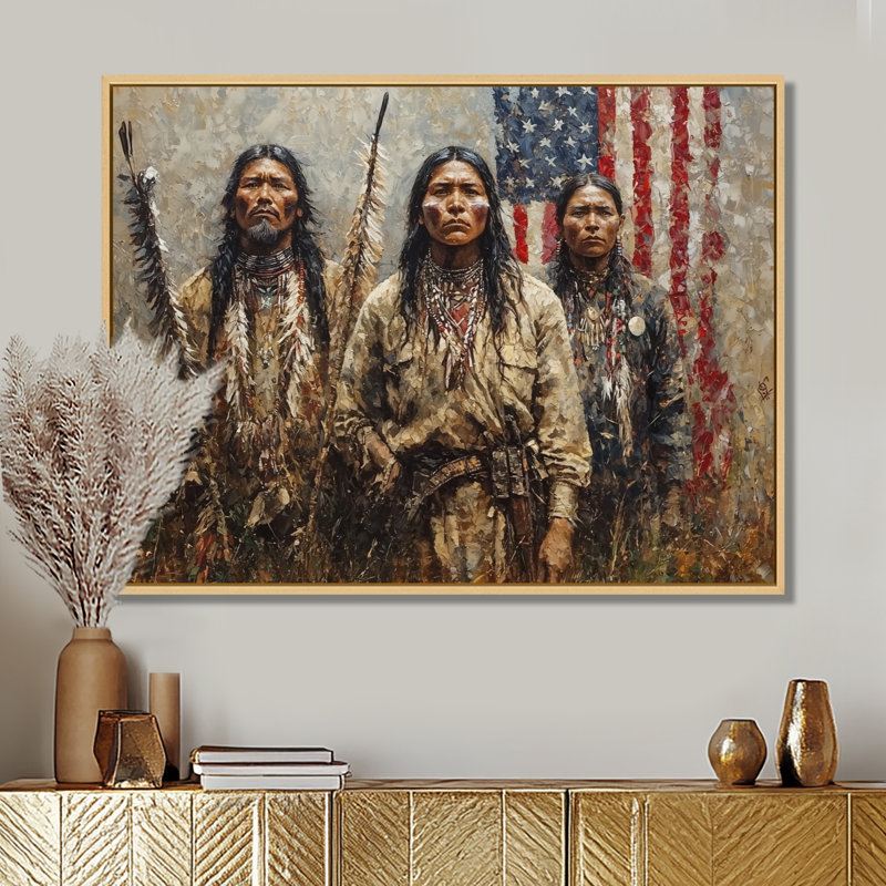 Tiosha - Native American Art, art mural sur toile, H 30 po x l 40 po, Toile tendue, Ne s’applique pas