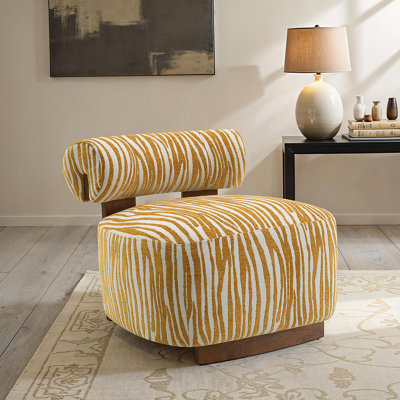 Chaise d'appoint 1Pc de style contemporain avec dossier cylindrique, mousse haute densité et tissu rayé unique pour la décoration principale du salon