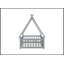 Lit simple en forme de tente, lit tipi avec garde-corps, lattes et porte, gris-134064557