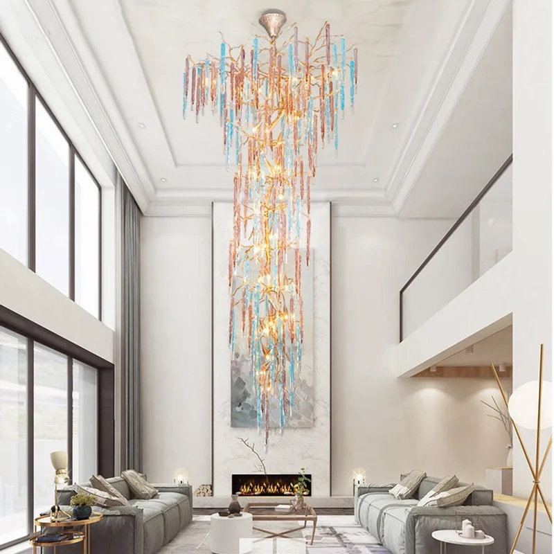Lustre en verre glaçon branche d'arbre