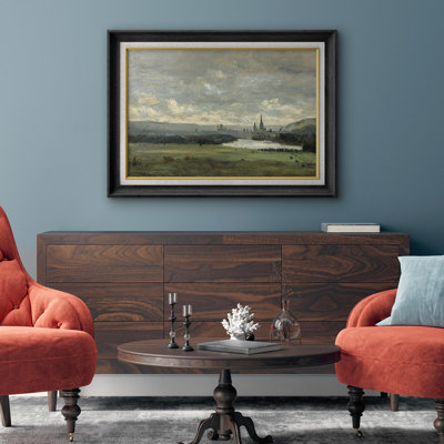 Rustic Countryside Pastel Storm Cloud Valley Lake Landscape, reproduction d'art sur papier