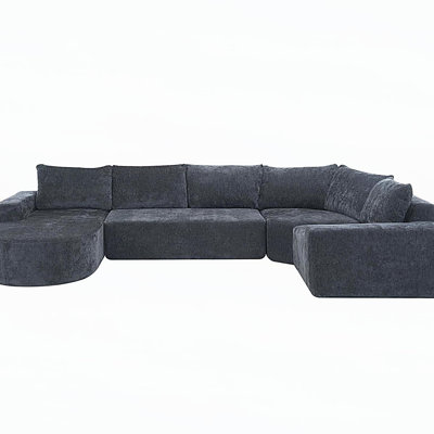 141.7" Oversized Modular Sofa Cloud Sectional Sofa Set Upholstered Couches U-shaped Sofa with Deep Seat for Living Room
