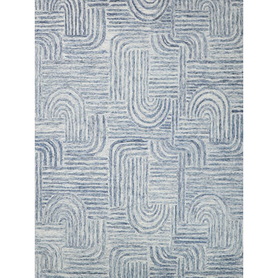 Exquisite Rugs Juno Handmade Hand-Tufted New Zealand Wool On Canvas Blue/Ivory Area Rug