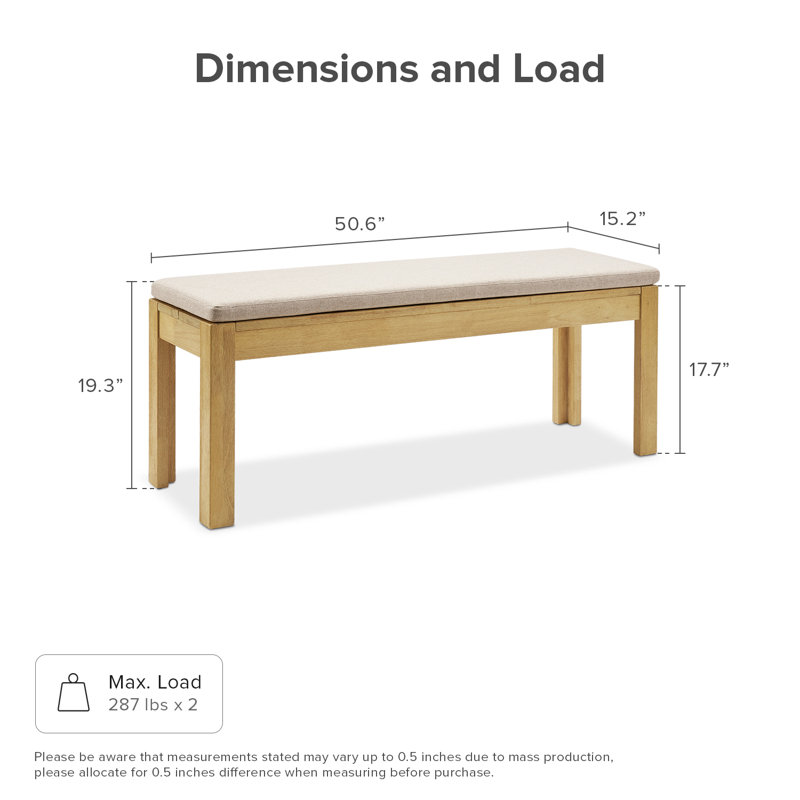 Logan Dining Bench, 18.1" H x 50.3" W x 15.9" D
