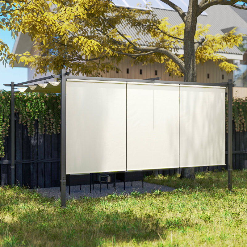 10' x 12' Retractable Pergola Canopy with Roller Shade, Beige