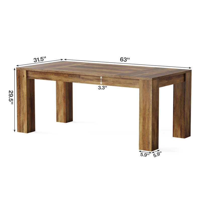 Grand bureau de direction 63 po, bureau d'ordinateur rustique simple pour bureau à domicile, Brun