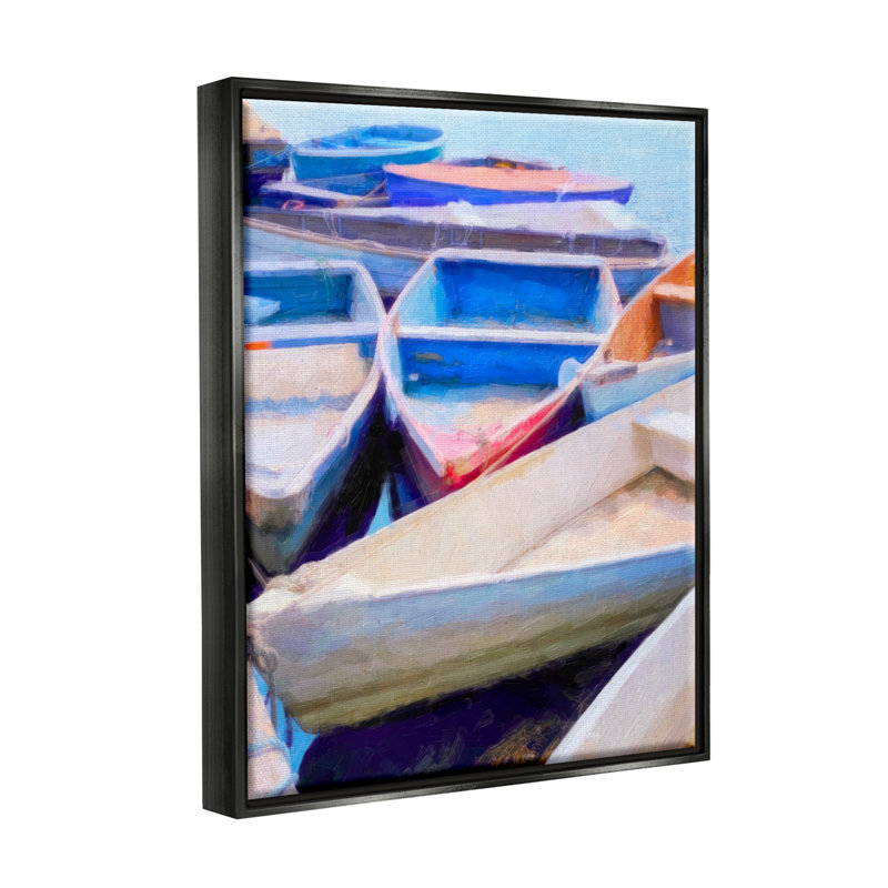 Art mural sur toile flottant Breakwater Bay Docked Row Neuves par Graffi * Tee Studios, Cadre flottant noir de jais