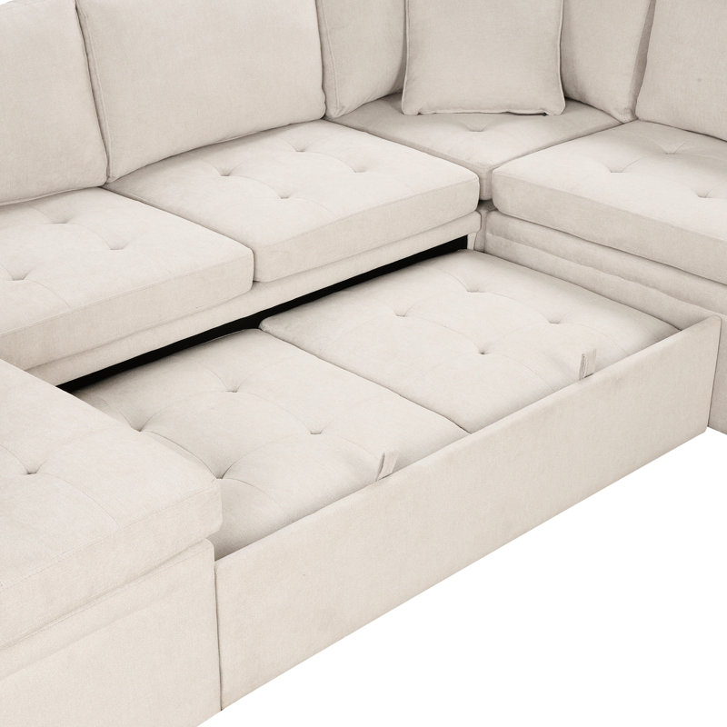 Lit en U avec lit escamotable pour un espace de sommeil supplémentaire. Sièges spacieux, rembourrage confortable, structure et coussins surdimensionnés du salon. Tissu chenille facile à convertir