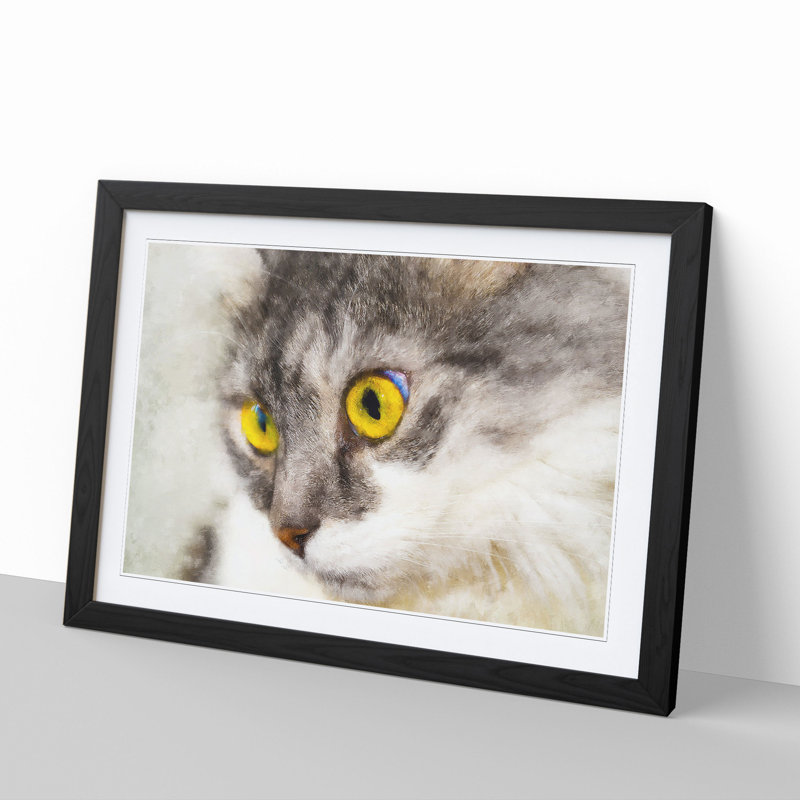 Portrait of a Cat Vol.8 - Picture Frame Painting, Black Framed, 48cm H x 65cm W x 2cm D