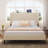 Beige Queen Platform Bed With Ports In Headboard, Metal Construction For Endurance, Simple Installation, No Box Spring Required, Frame Size Heavy - Duty Sturdiness, To Install, Needed, Stable Support-1828291386