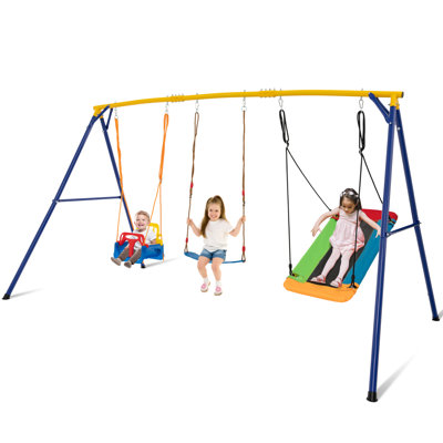 Freeport Park Steel Swing Set with 3 Swing(s)