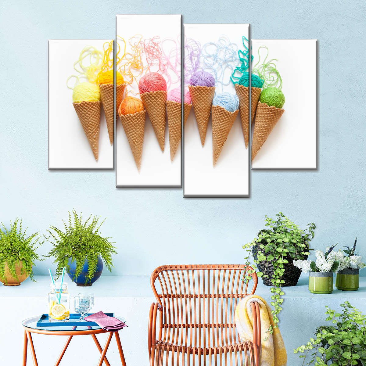 Ebern Designs Ice Cream Threads Wall Art Multi Piece Canvas Print ...
