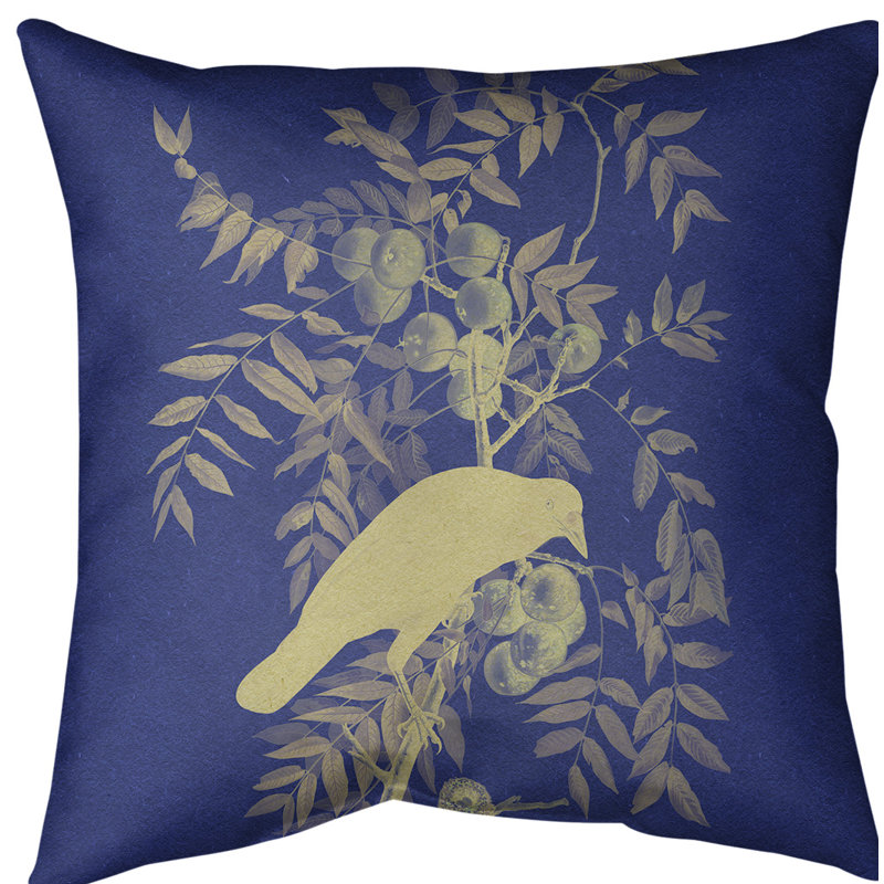 Coussin en oiseau américain american, 18 po x 18 po, Bleu royal / blanc, Sergé de coton