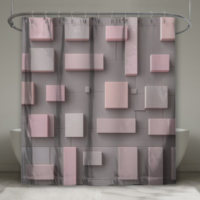 Rideaux de douche rose et gris rectangulaires extra longs