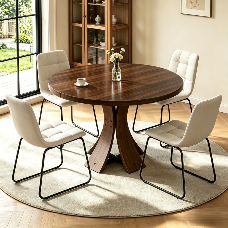 Ensemble de table de salle à manger 5 pièces, ensemble de table de cuisine moderne Mid-Century 43,4 po avec 4 chaises rembourrées, pour la salle à manger de cuisine