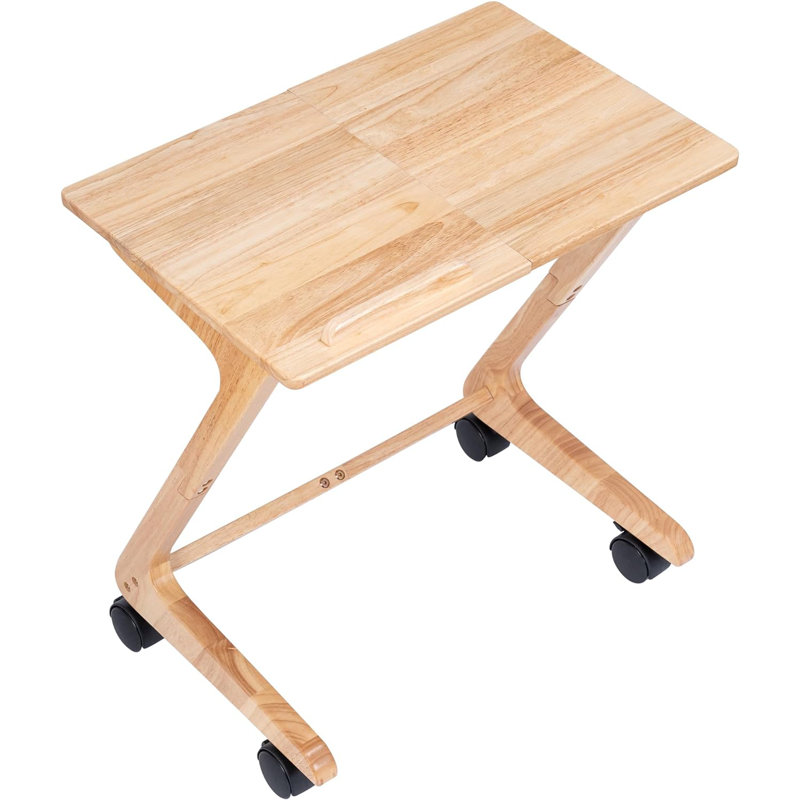 TV Tray Table, TV Dining Table With Casters For Small Spaces, Solid Wood End Table, Sofa Couch Side Table Removable Snack Tray For Coffee Bed Sofa Eating Writing Reading Living Room Bedroom