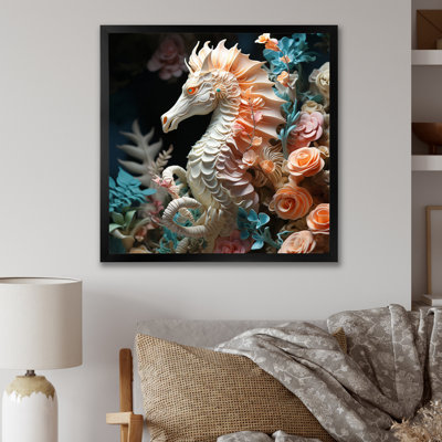 Hippocampe avec sanctuaire de fleurs - impression