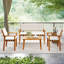 Ensemble de 4 meubles en bois d'acacia avec table basse et coussins de dossier pour la cour