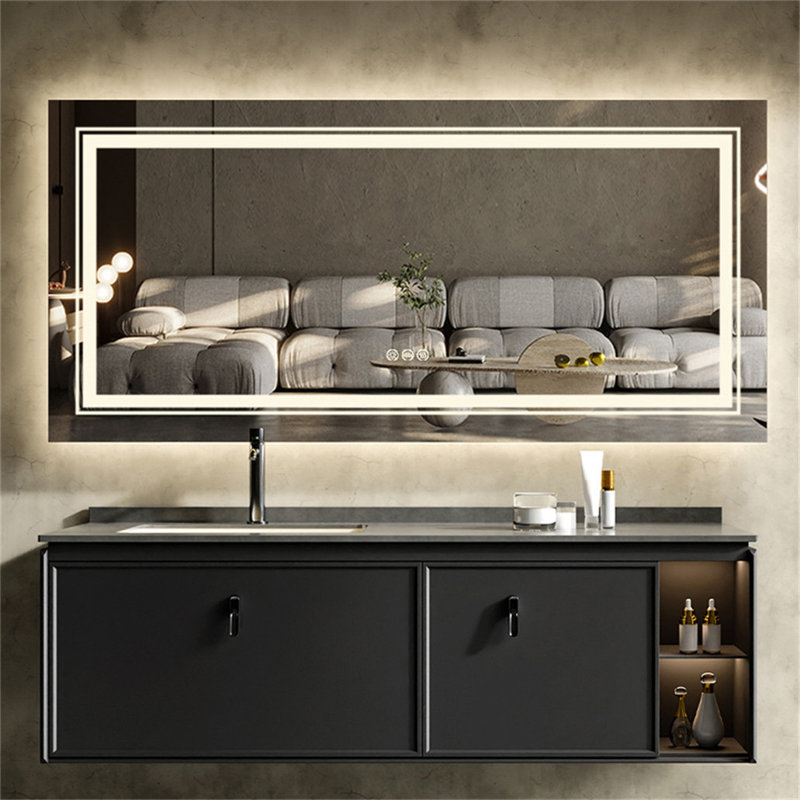 Ashawnti LED Illuminated Bathroom Mirror with Fog-Free Touch Sensor, 60cm H x 100cm W