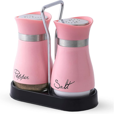 Ensemble de 2 salières et poivrières en acier inoxydable rose