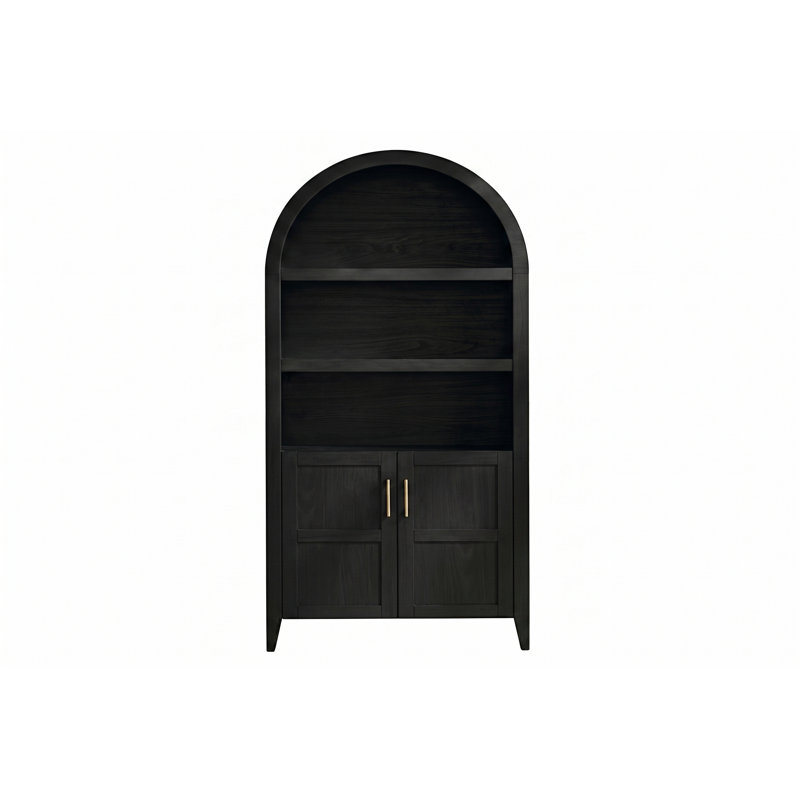 Vitrine en bois massif de 75 pouces, vitrine en pin brésilien noir pour le rangement du salon ou de la salle à manger