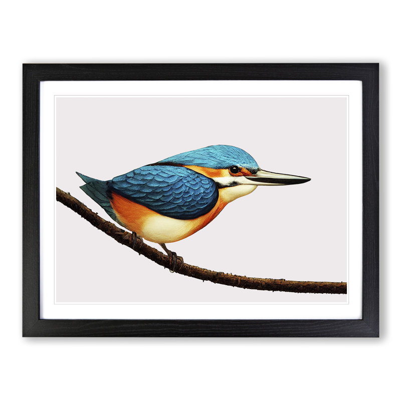 Dreamy Kingfisher Bird - Single Picture Frame Painting, Black, 46cm H x 64cm W x 2cm D