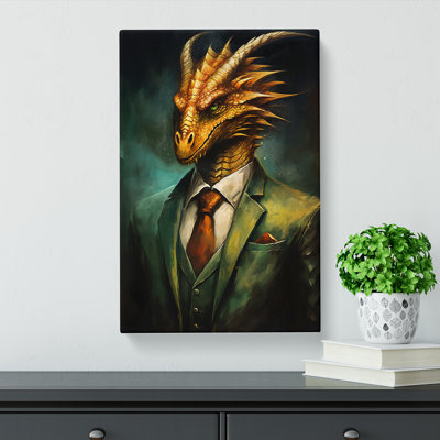Dragon In A Suit Painting - Wrapped Canvas