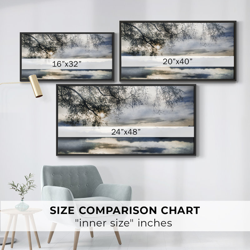 Staffelsee Lake - Toile tendue avec châssis encadré - Prêt à être accroché, H 25 po x l 49 po, Noir
