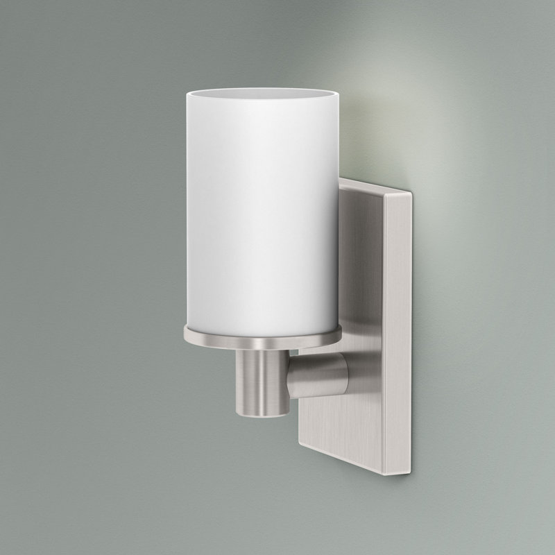 Applique murale simple Farmhouse | Luminaire de salle de bain avec abat-jour givré, Nickel satiné
