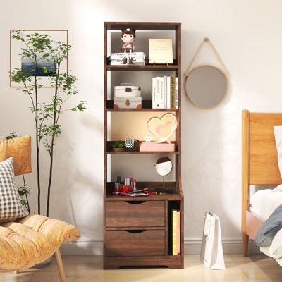 Night Stand with Bookshelf and 2 Storage Drawers, Perfect for Organized and Stylish Bedrooms