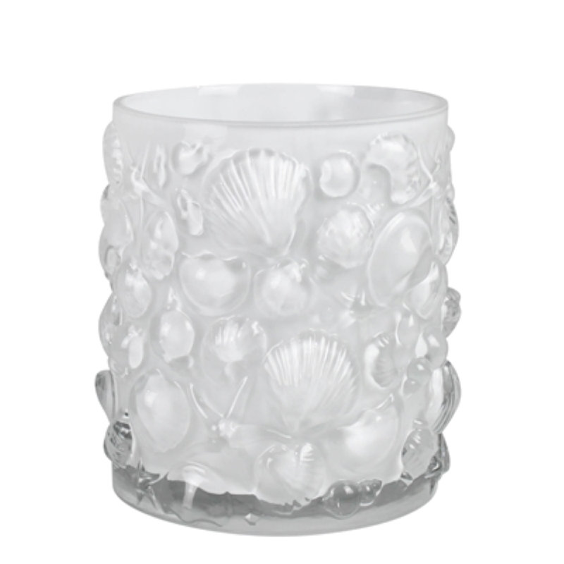 Vase avec coquilles en relief, verre