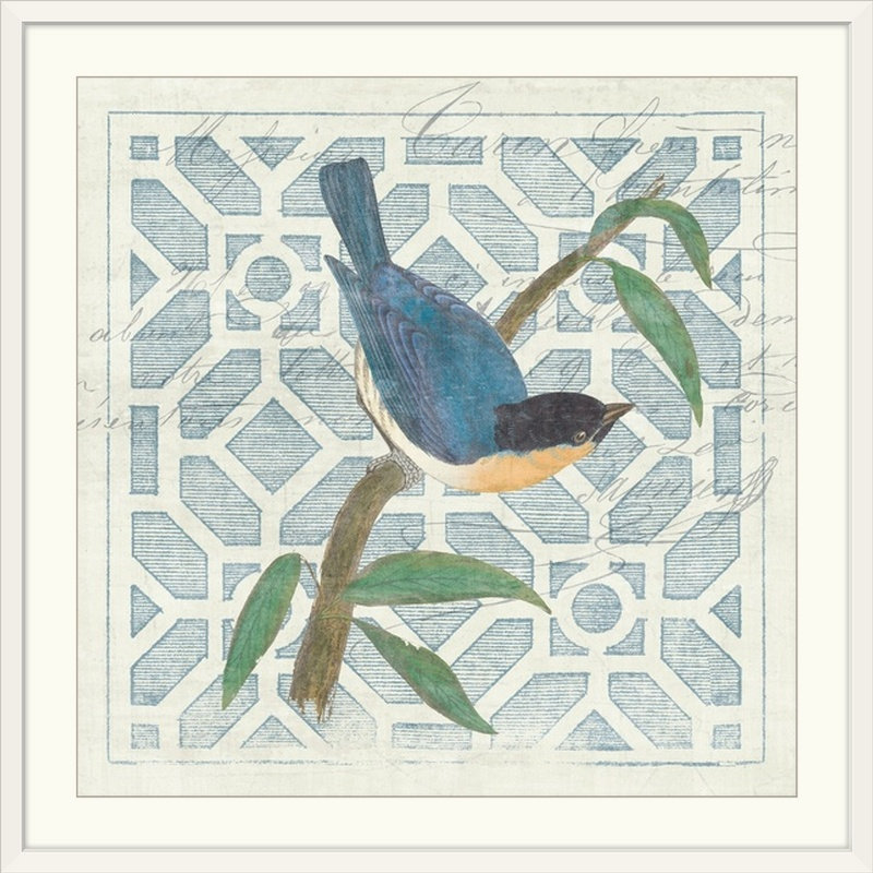 « nogravureing tile i blue oiseau », impression, H 24 po x l 24 po x P 1 po, Cadre blanc