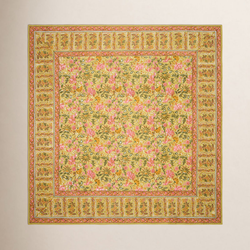 Nappe Pietrzak - rose / moutarde - 71 po x 71 po, 71 po carré