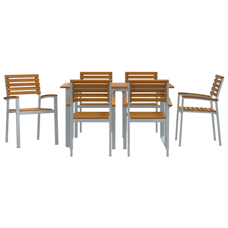 7 Piece Garden Dining Set Metal, 75cm H x 140cm W x 80cm D