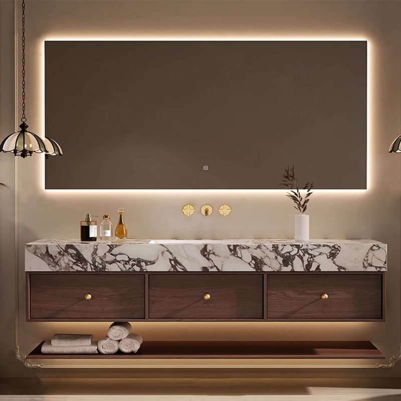 Armoire de salle de bain de style rétro, H 16,38 po x l 66,93 po x P 21,65 po