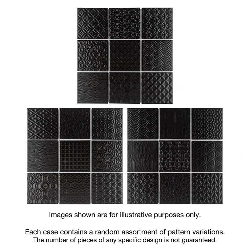 Spirit Black 11-5/8" x 11-5/8" Porcelain Mosaic Floor and Wall Tile