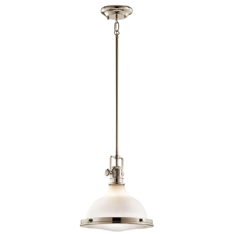 Luminaire suspendu en forme de dôme à 1 lumière Zehr, Nickel poli