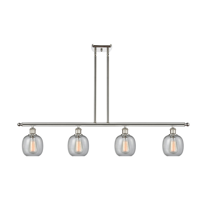 Luminaire suspendu linéaire à 4 lumières pour îlot de cuisine Carlucci, Grainé, Ampoule DEL 6 watts Vinage, Nickel poli