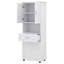 Armoire de buanderie avec panier à linge inclinable et tiroir, armoire de rangement haute en bois avec portes et tablettes réglables, autoportante-1010618221