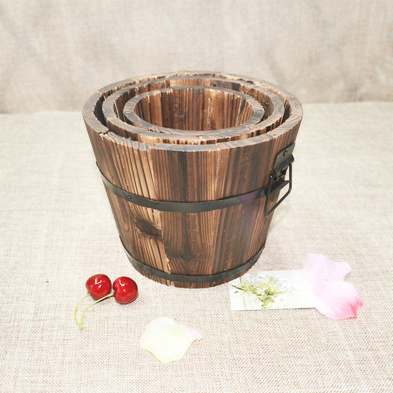  Pot de fleurs rustique en bois, H 7,07 po x l 7,07 po x P 5,5 po